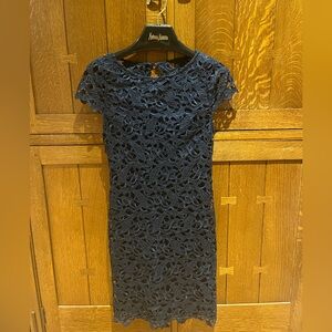 Alice and Olivia Navy Blue Lace Dress with Open Back. Like New, Worn Once